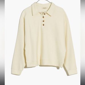 Madewell Ottoman Jacquard Polo Daisy Button shirt